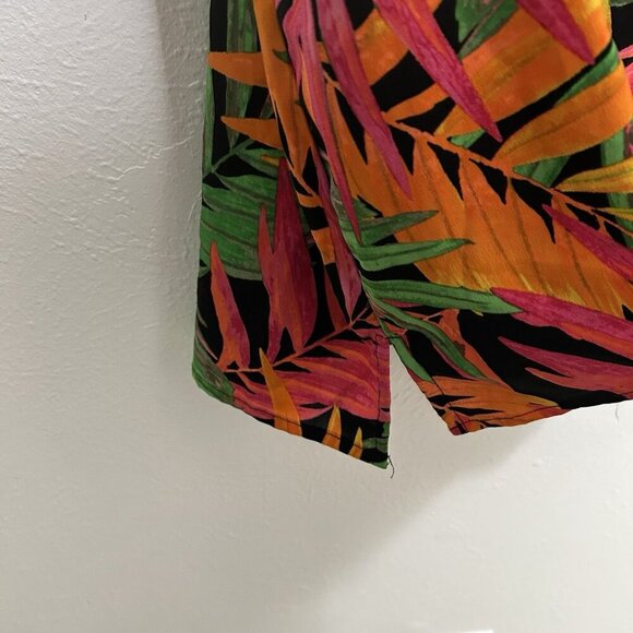 Catherine's Tropical Hawaiian Short Sleeve Shirt Blouse 2XWP Orange Pink Green - Picture 7 of 9